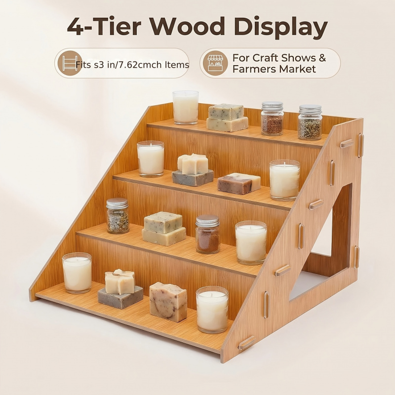 木製ディスプレイラック、農産物直売所や工芸品展示会用のスタン - Pop Display Shelf のレビューと価格